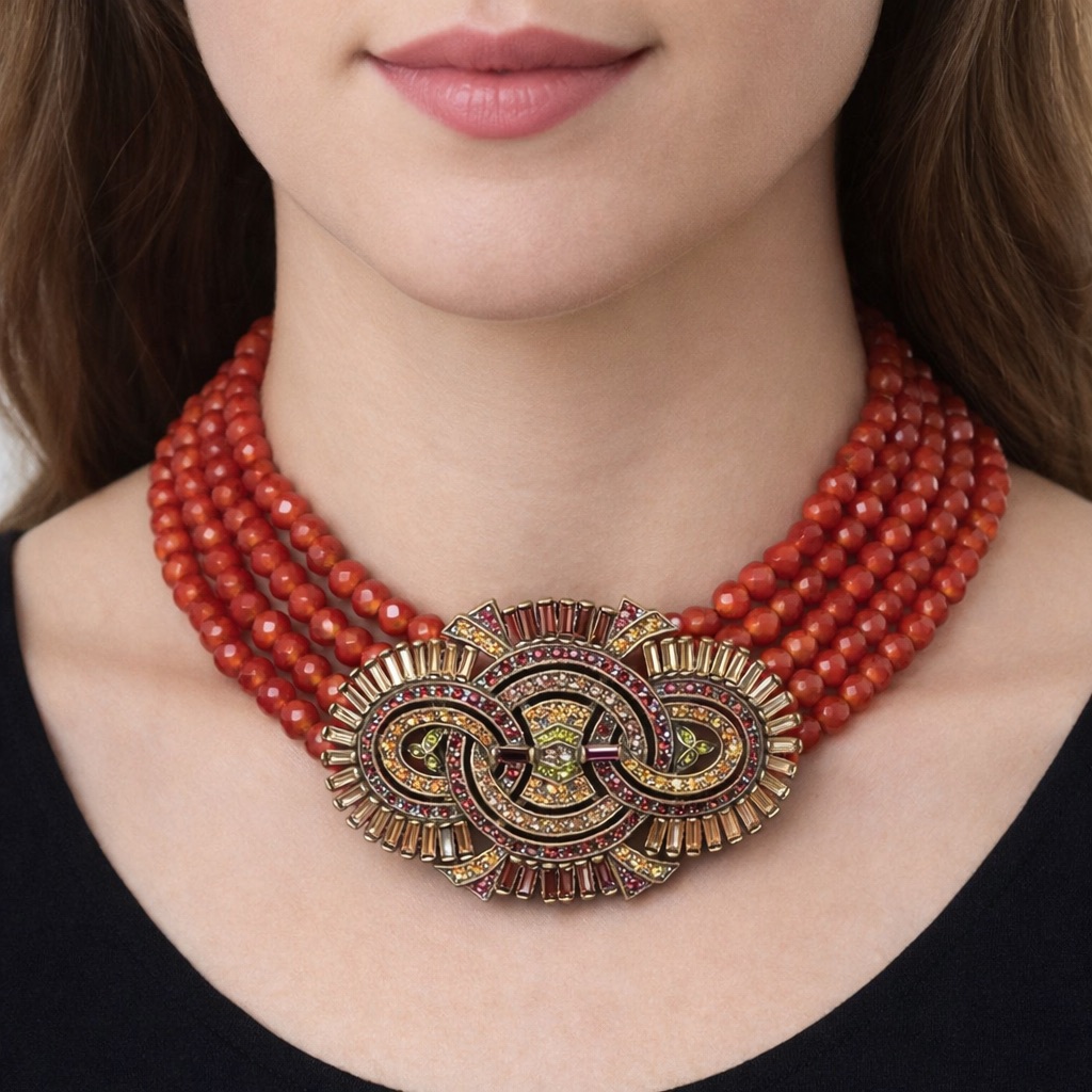 Heidi Daus Faceted Bead Multi-Strand Statement Necklace